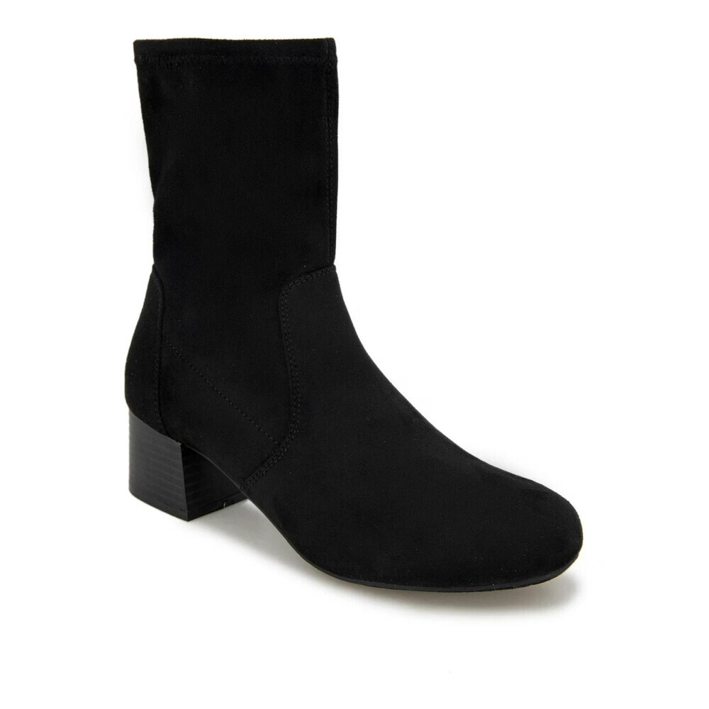 Kenneth Cole Reaction Road Boots Women 5.5 Black Faux Suede Dress Bootie LION473